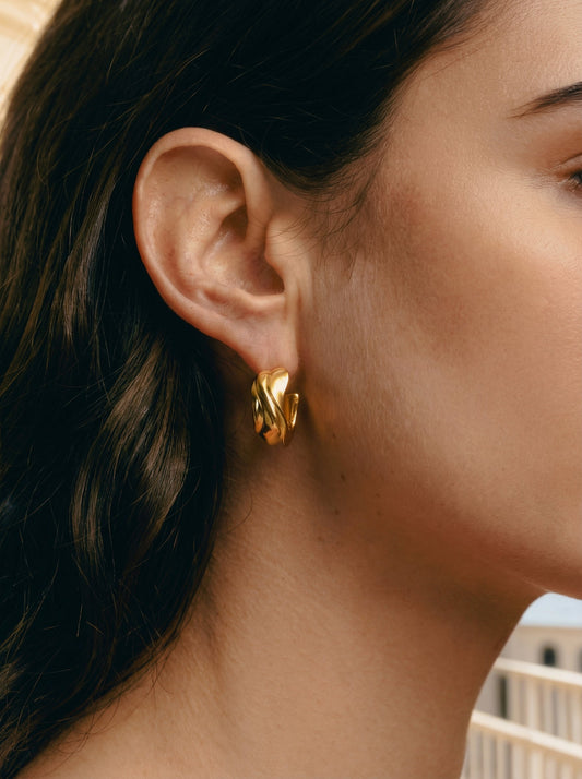 Milos Wave Hoops | Gold Vermeil