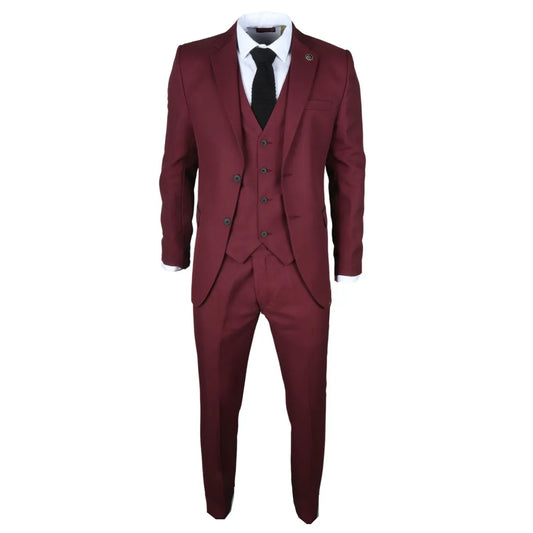 IM09 - Men's 3 Piece Burgundy Classic Suit