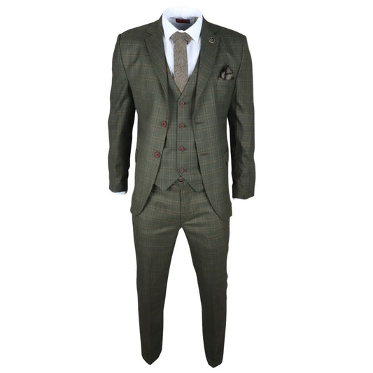 IM12 - Men's 3 Piece Green Check Suit