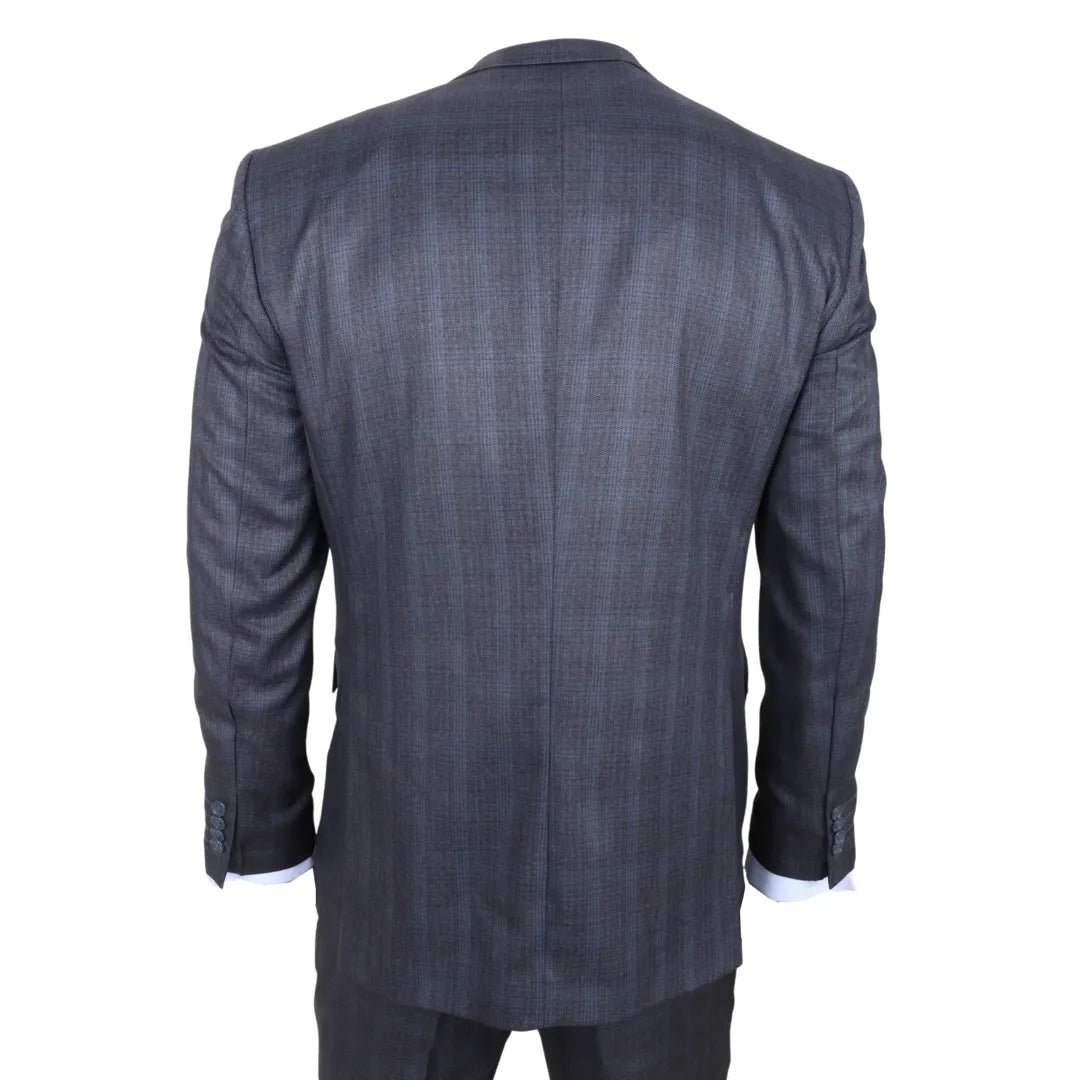 IM31 - Men's Charcoal 3 Piece Prince Of Wales Check Suit