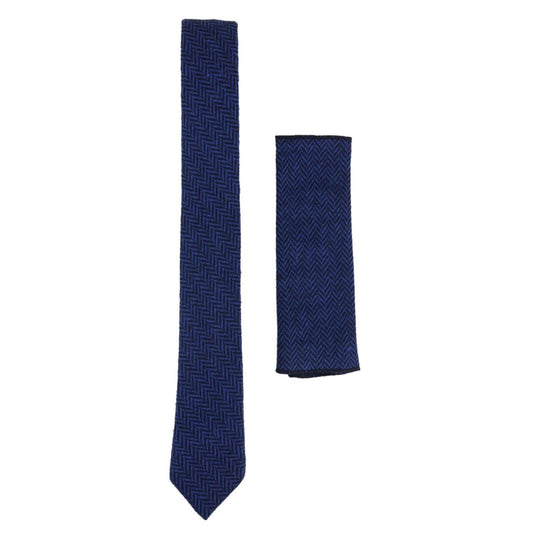 Stz 11 Men's Tie Hankie Tweed Blue Classic Gatsby Peaky Blinders