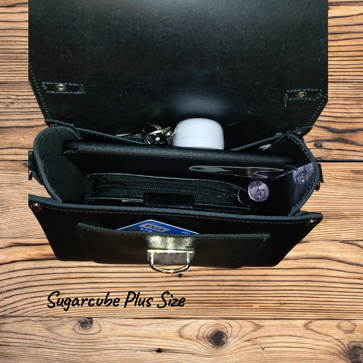 Handmade Leather Sugarcube Handbag - Black