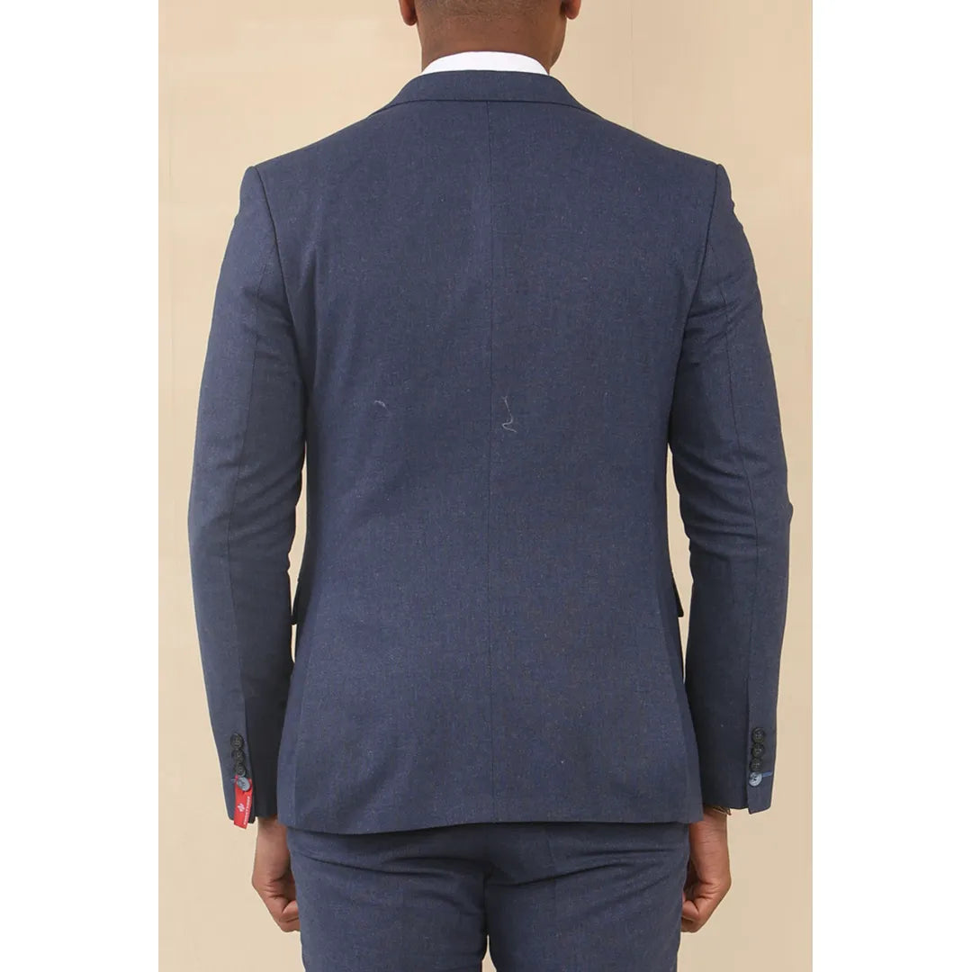 TP-24 - Men's Navy 3 Piece Linen Summer Wedding Suit