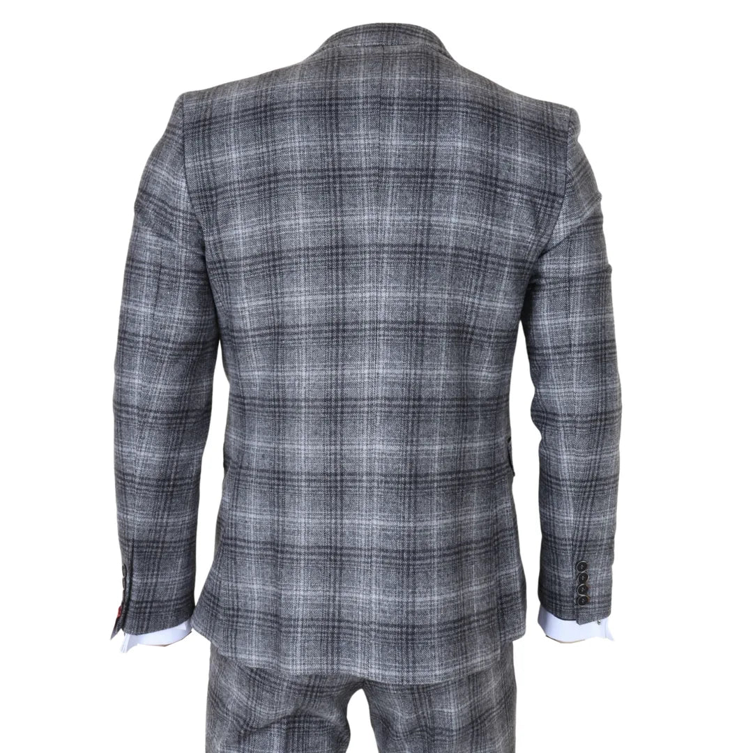 TP-30 - Men's Grey Tweed Check 3 Piece Suit