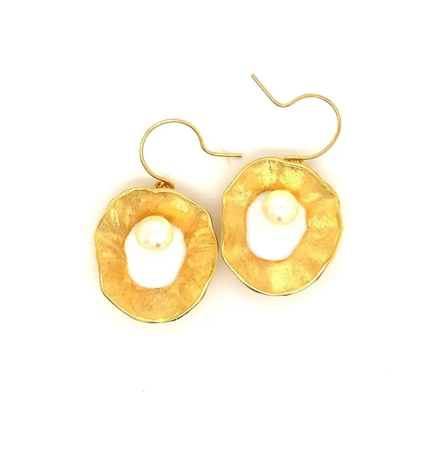 Sea & Moon Medium Earring, Sterling Silver with Gold Plate