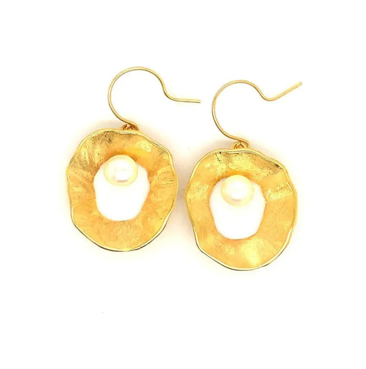 Sea & Moon Medium Earring, Sterling Silver with Gold Plate