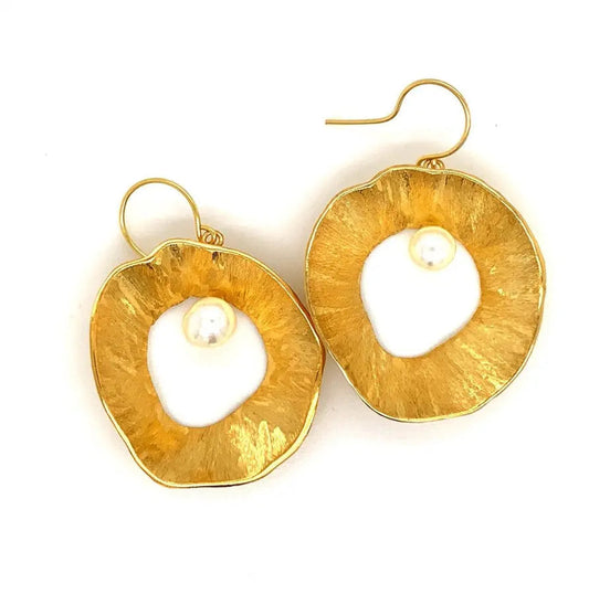 Sea & Moon Large Earring, Sterling Silver with Gold Plate