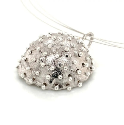 Dance of Stamens Necklace Midi, Silver Hollow Bezel with Lapis Lazuli
