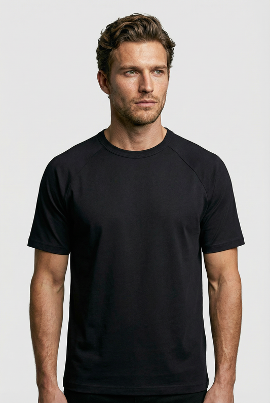Hoxton Raglan Sleeve Fitted T-shirt - Black