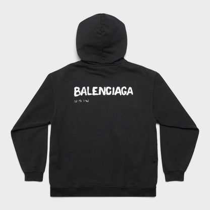 Medium Fit Logo Hoodie Black White
