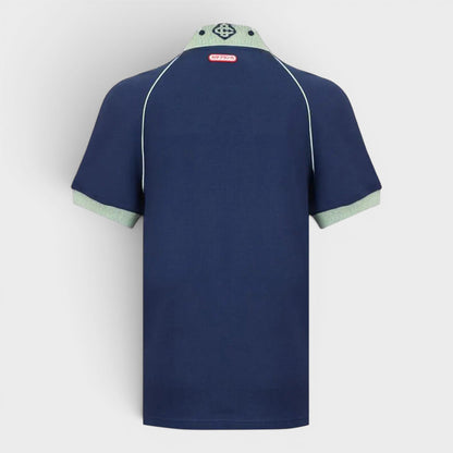 Chenille Collar Raglan Polo Navy
