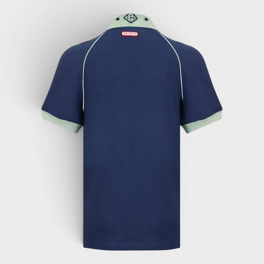 Chenille Collar Raglan Polo Navy
