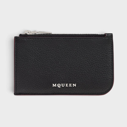 Logo Sling Zip Card Case Leather Black