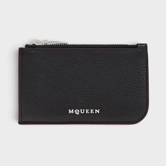 Logo Sling Zip Card Case Leather Black