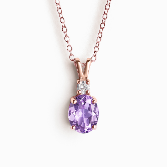 Amethyst Pendant Necklace in 18k Rose Gold Vermeil