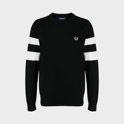 Ringer Embroidered Cotton Sweatshirt Black