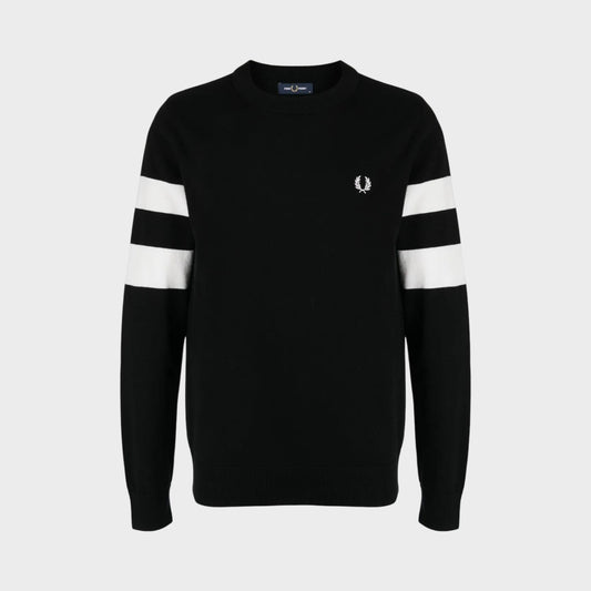 Ringer Embroidered Cotton Sweatshirt Black
