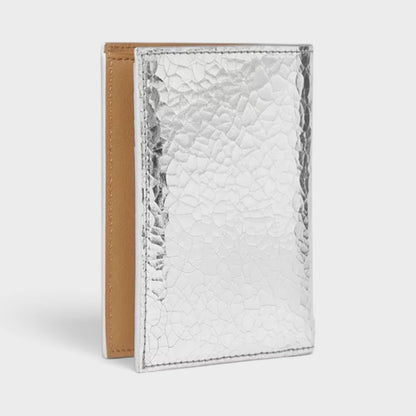 Logo Bi-Fold Cardholder Crackled Sliver Metallic
