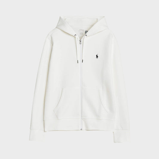 Double Knitted Full-Zip Hoodie White