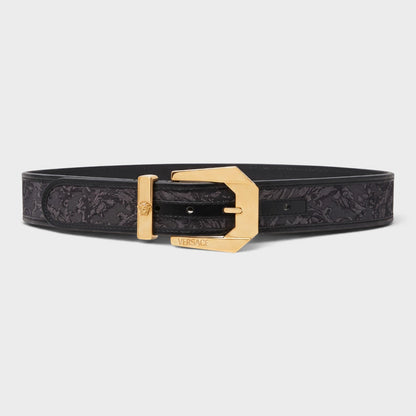 Barocco Medusa Heritage Jacquard Belt Gold Black