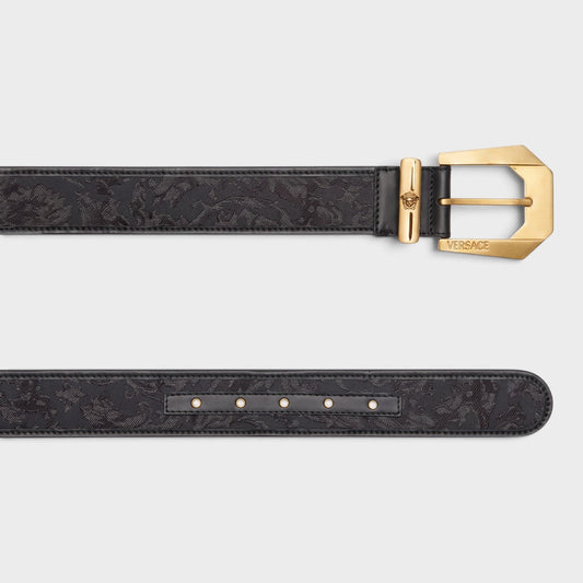 Barocco Medusa Heritage Jacquard Belt Gold Black