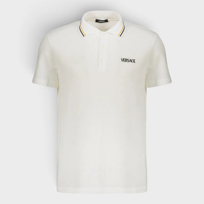Logo Short Sleeve Cotton Polo Shirt White