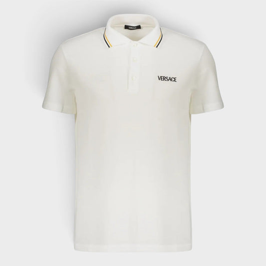 Logo Short Sleeve Cotton Polo Shirt White