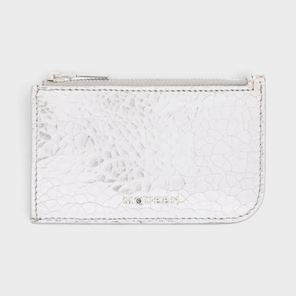 Sling Logo Zip Card Case Crackled Silver