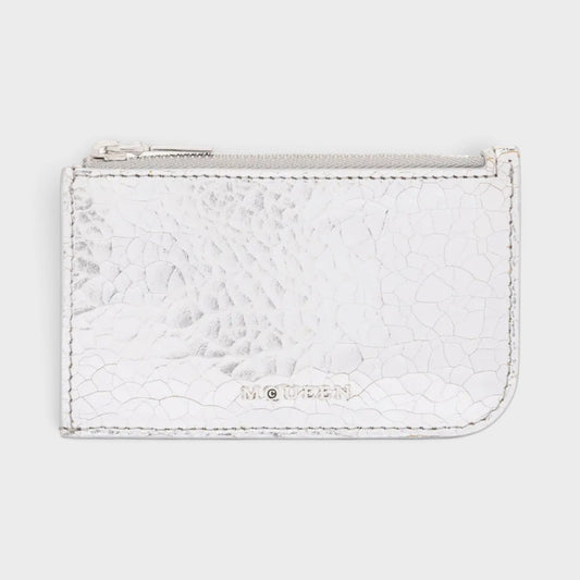 Sling Logo Zip Card Case Crackled Silver