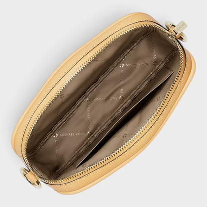 Jet Set Small Signature Logo Camera Crossbody Bag Honey Wheat