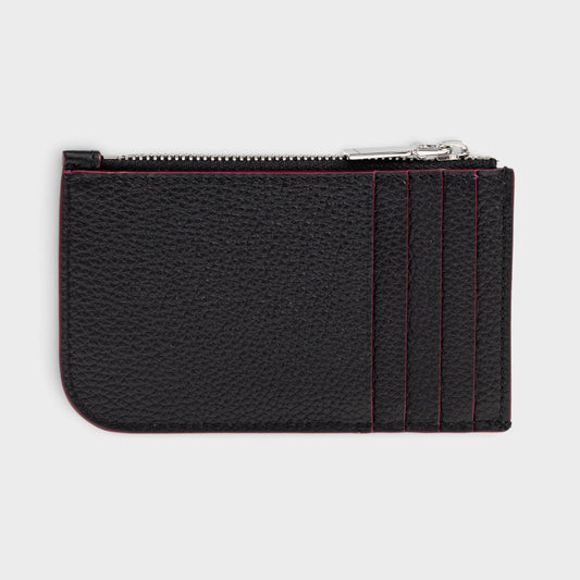 Logo Sling Zip Card Case Leather Black
