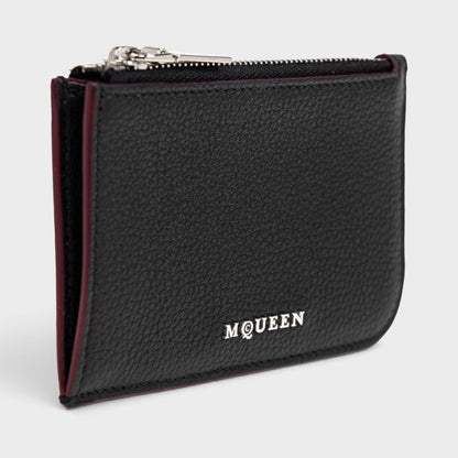 Logo Sling Zip Card Case Leather Black