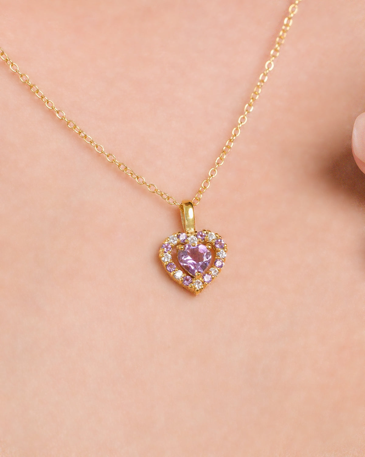 Purple Heart Lavender Amethyst Jewellery Set in 18k Gold Vermeil
