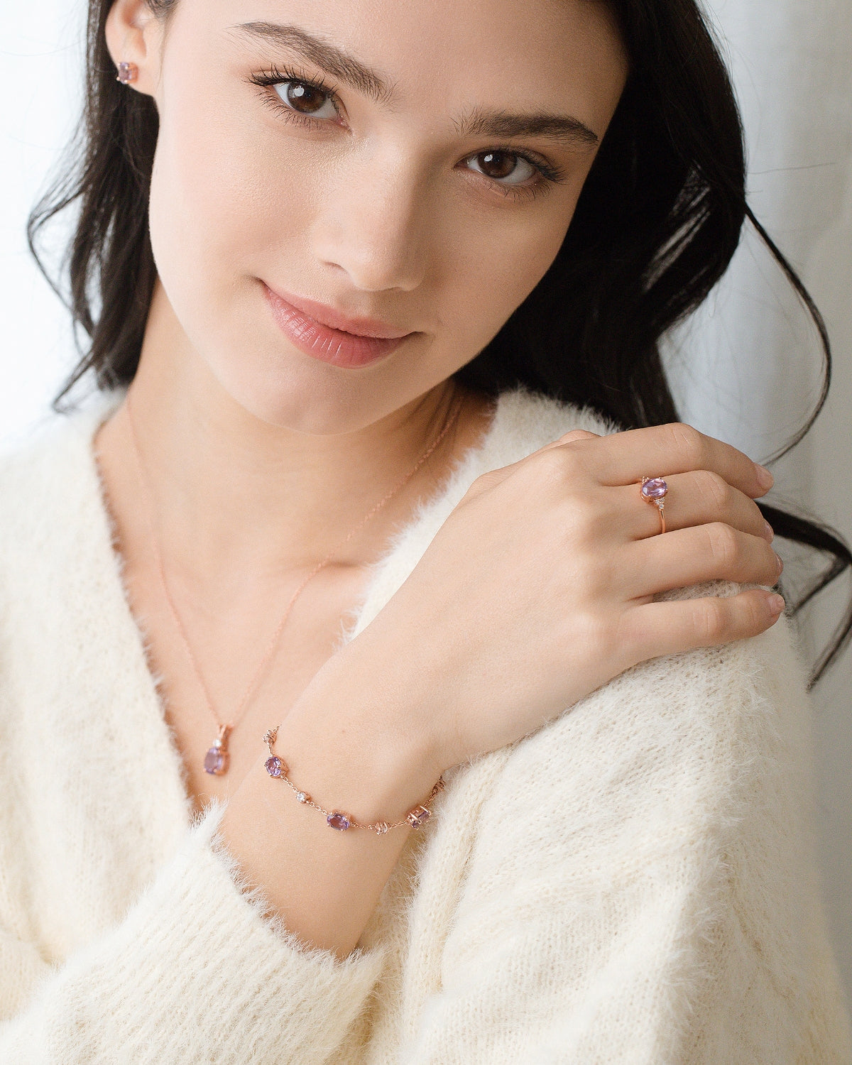 Amethyst Pendant Necklace in 18k Rose Gold Vermeil