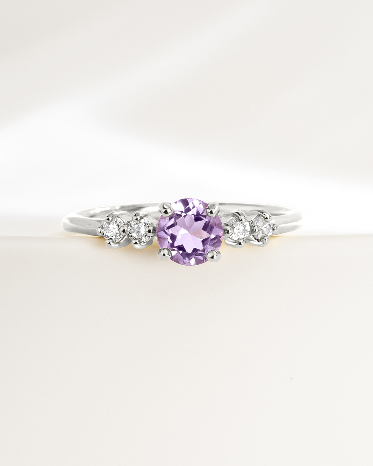 Lavender Amethyst Five Stone Ring in Sterling Silver