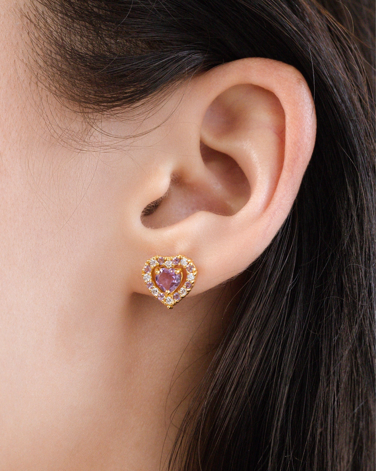 Purple Heart Lavender Amethyst Jewellery Set in 18k Gold Vermeil