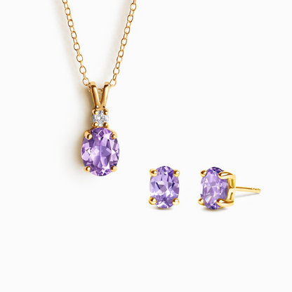 Mini Set 1 - Amethyst Jewellery Set in 18k Gold Vermeil