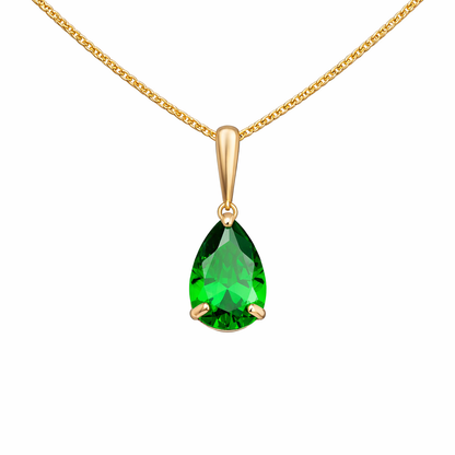 Emerald Pear Pendant Necklace