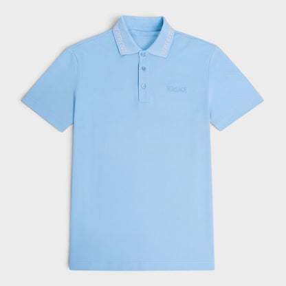 Logo Polo Piquet Greca Blue Silver
