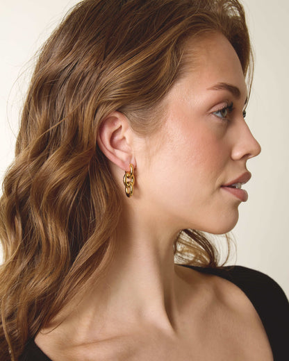 Triple Gold Hoop Drop Earrings