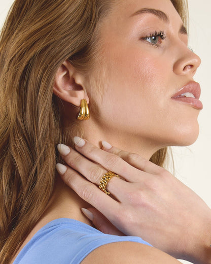 Retro Waterfall Gold Hoops