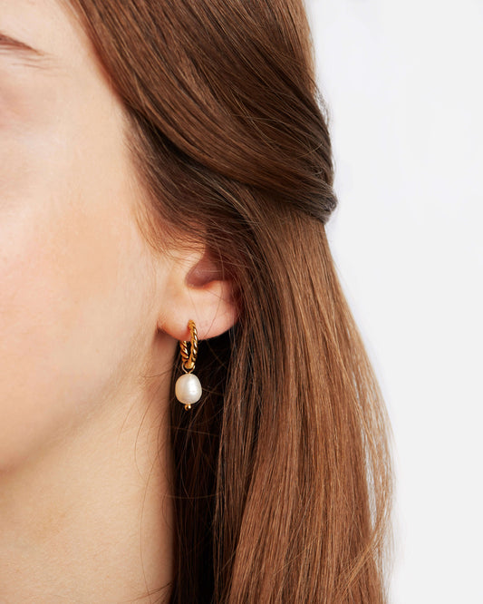 Gold Rope and Pearl Hoops