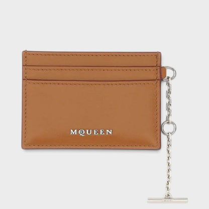 Sling Logo Card Holder Leather Brown