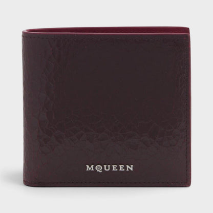 Logo Bi-fold Wallet Crackled Leather Cranberry Red