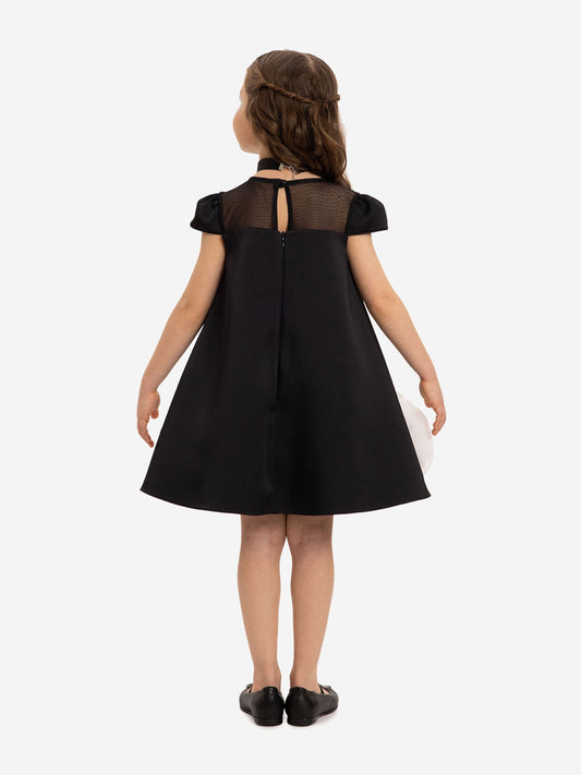 DRESS & Fleur Girls Dress with Flower Choker in Black