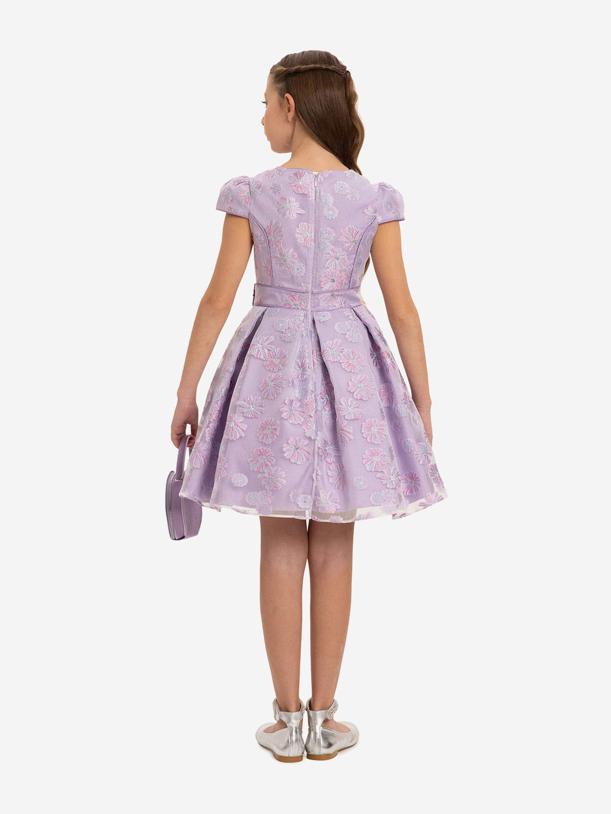 DRESS & Fleur Girls Stylish Dress with Matching Bag in Purple