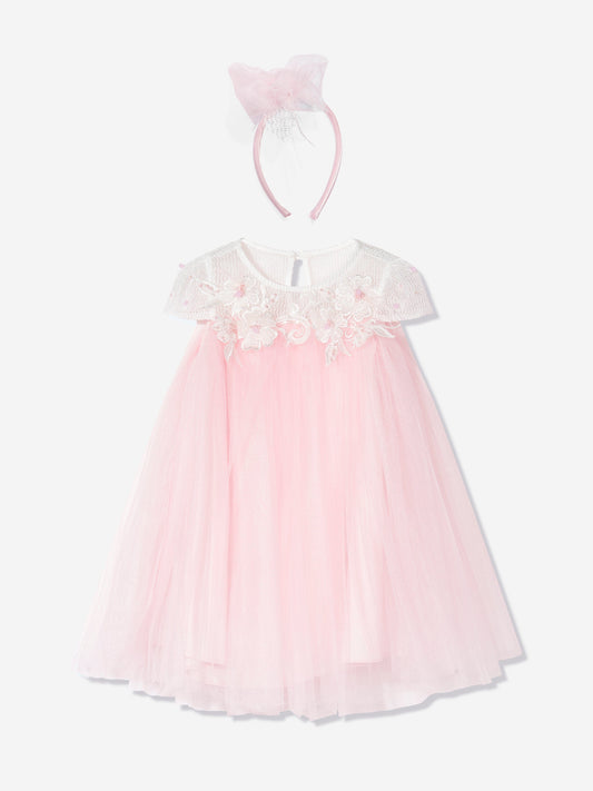 DRESS & Fleur Girls Flower Occasion Dress with Headband in Pink