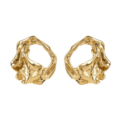 Molten Disc Gold Earrings