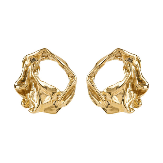 Molten Disc Gold Earrings