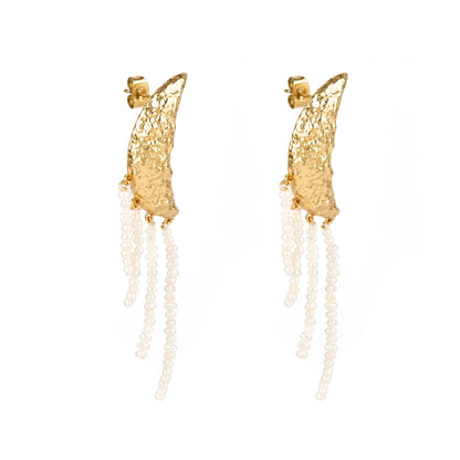 Moon and Pearls Statement Earrings